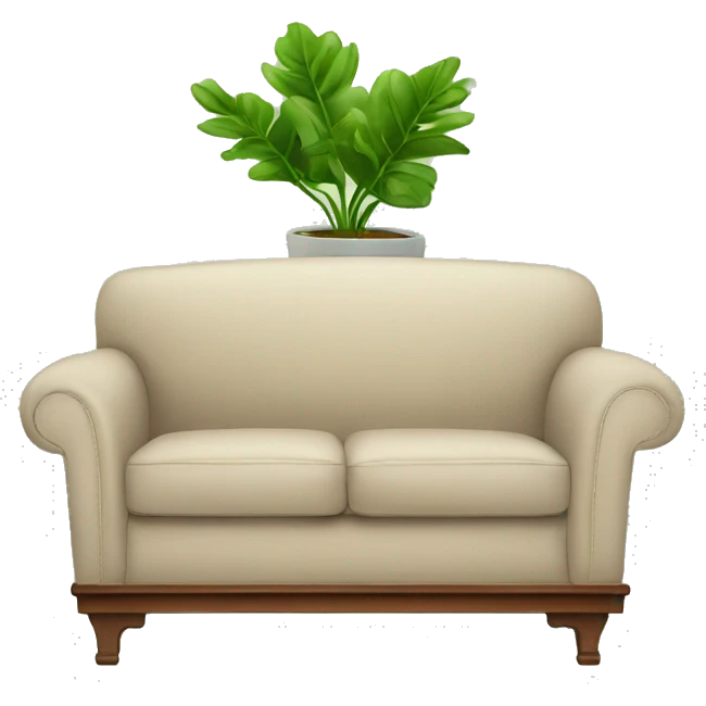 couch with a plant on the side and a table emoji