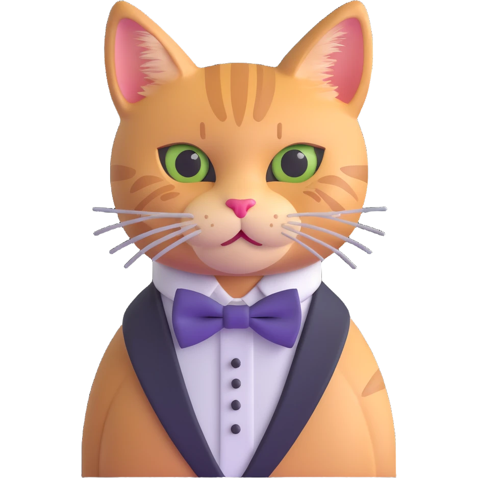 cat wearing a fancy bow tie emoji