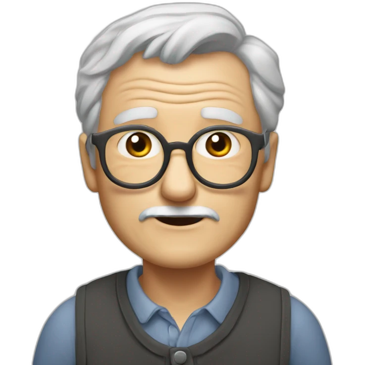 Old white man, in his 80s, gray hair, Raimonds Pauls emoji