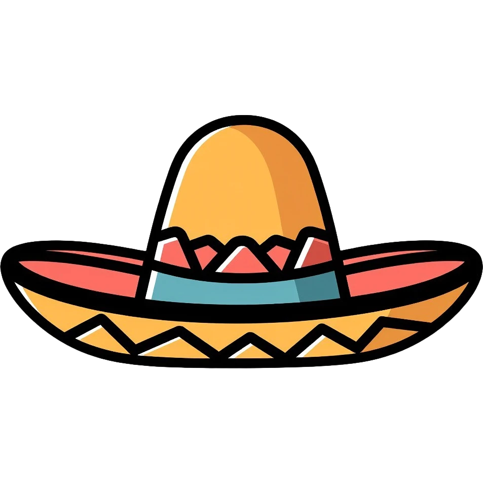 Mexican sombrero hat with decorative patterns emoji