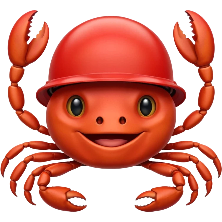 cute toon crab with helmet emoji