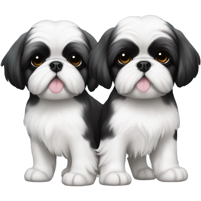Shitz Tzu Beautiful two big faces black with white Puppies emoji