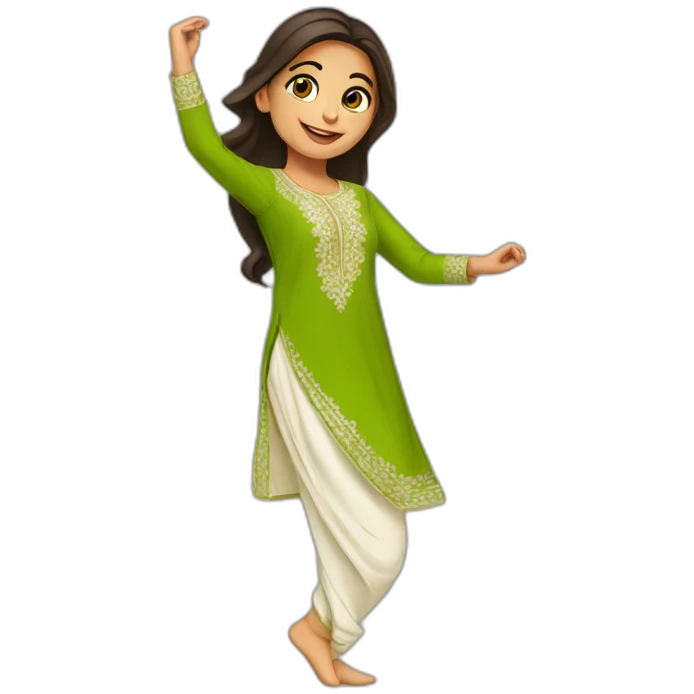 a pakistani girl wearing shalwar kameez dancing emoji