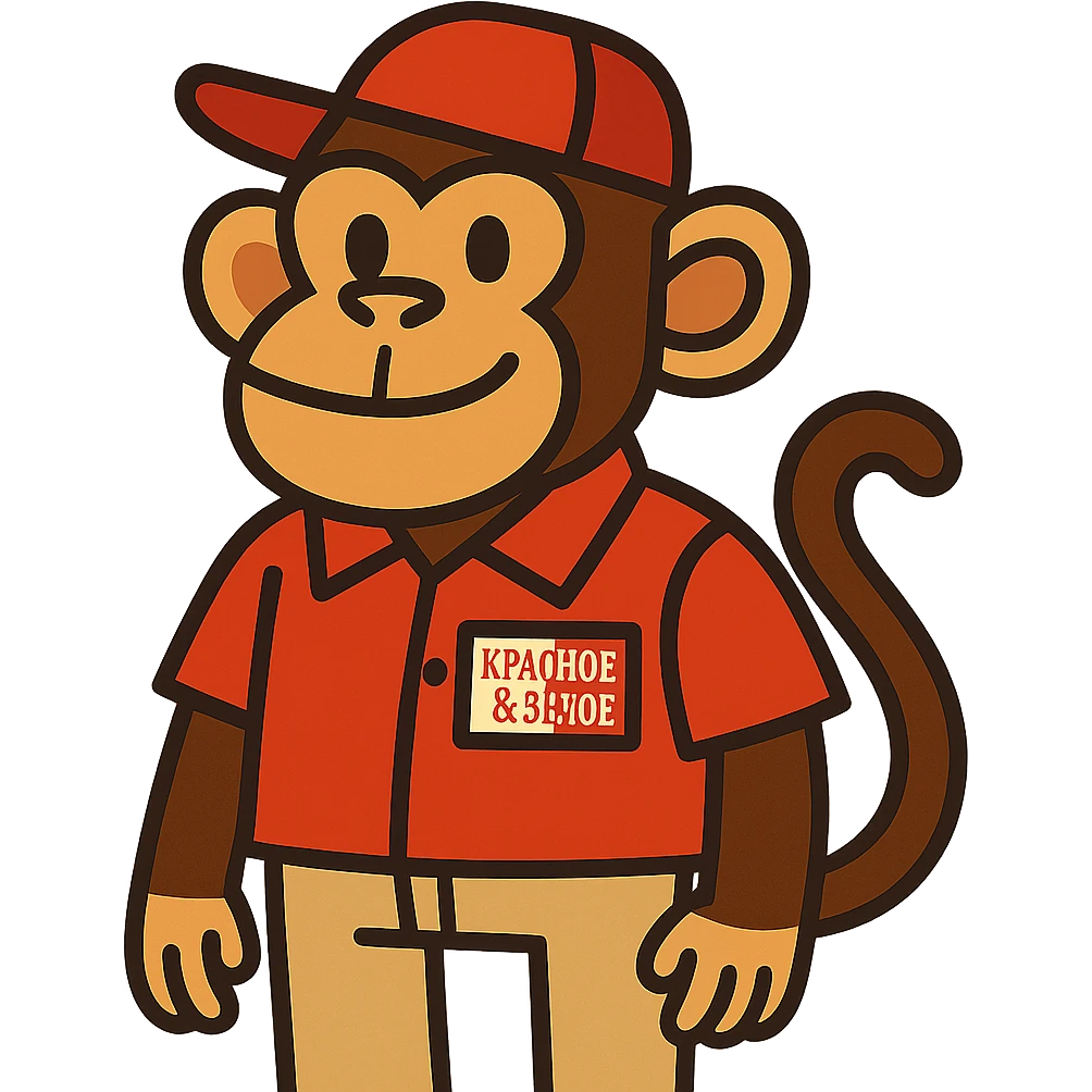A monkey wearing a Krasnoye & Beloye uniform emoji