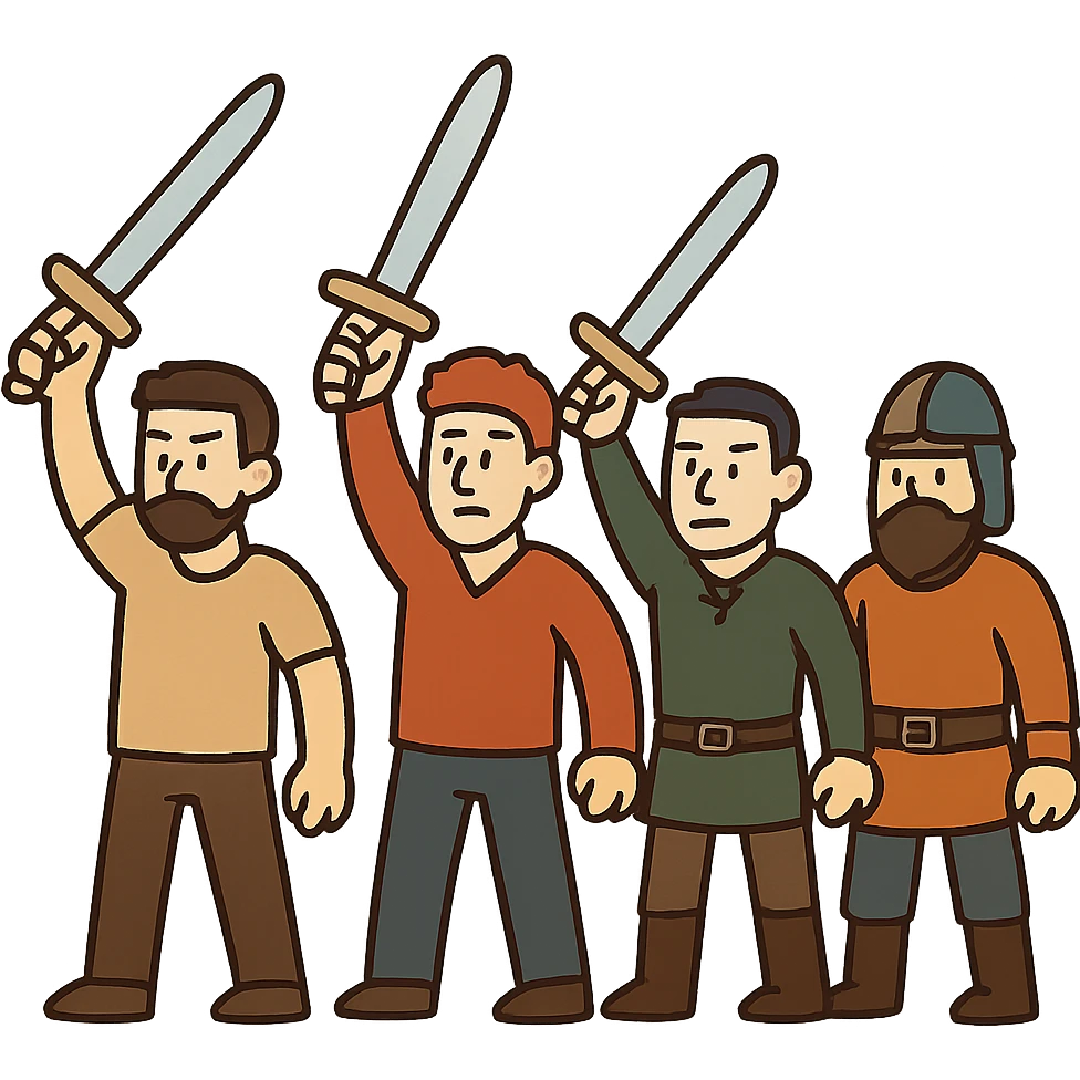 flat toon style group of men with swords emoji