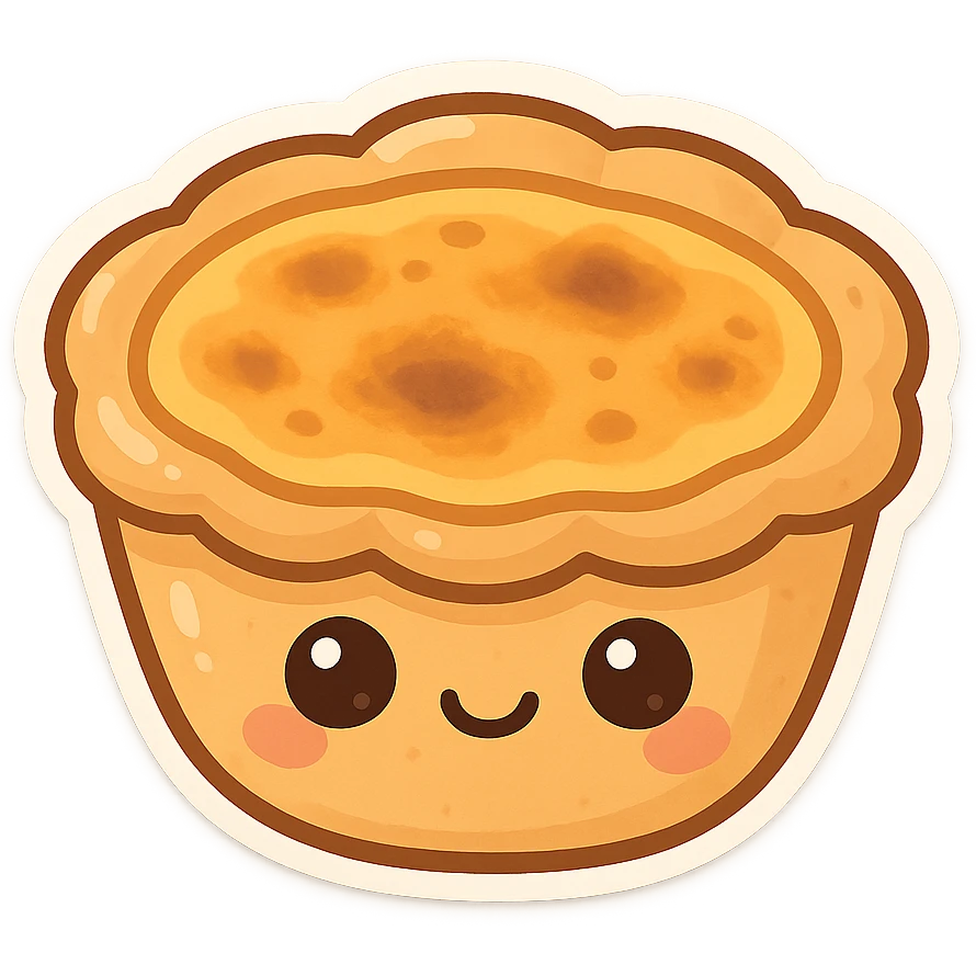 single pastel de nata, cute cartoon with big eyes and a smile, no text emoji