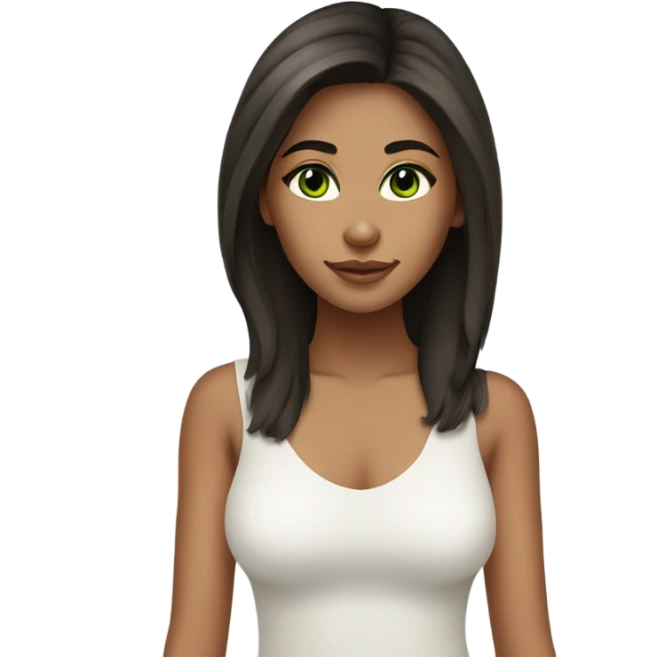 girl with olive skin dark medium hair green eyes long lashes  emoji