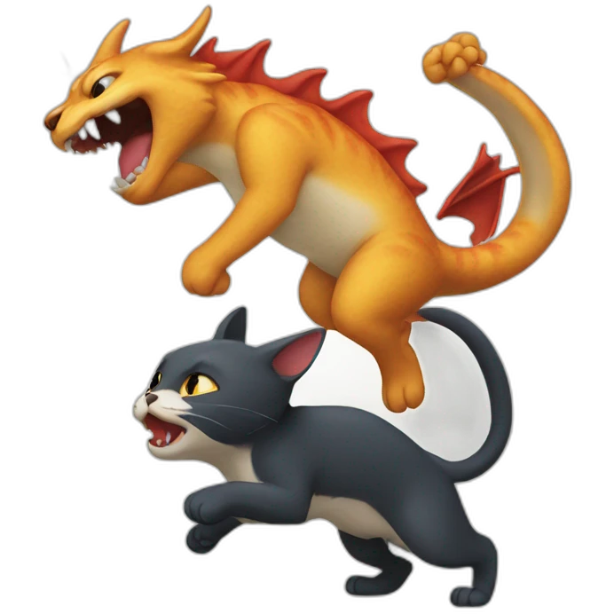 shibi cat fighting a dragon emoji