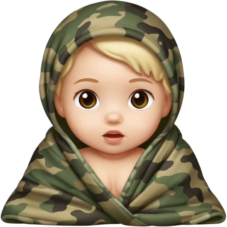 Little baby girl wrapped in a camo blanket  emoji