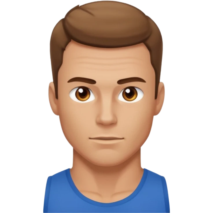 muscular white man with short brown cowlick hair emoji