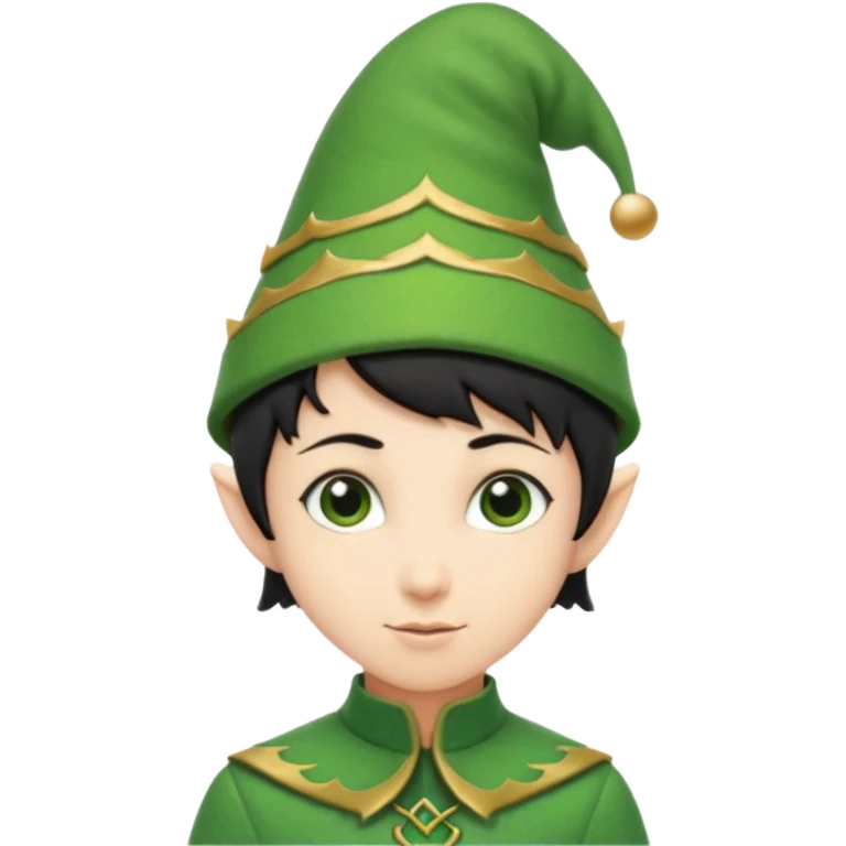elf with short black hair and green hat emoji