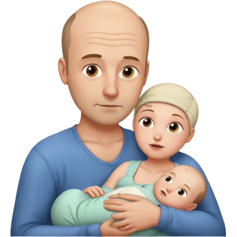 Mother breastfeeding adult balding man emoji