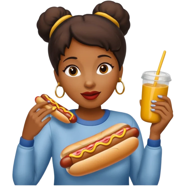 black woman eating hot dog  emoji
