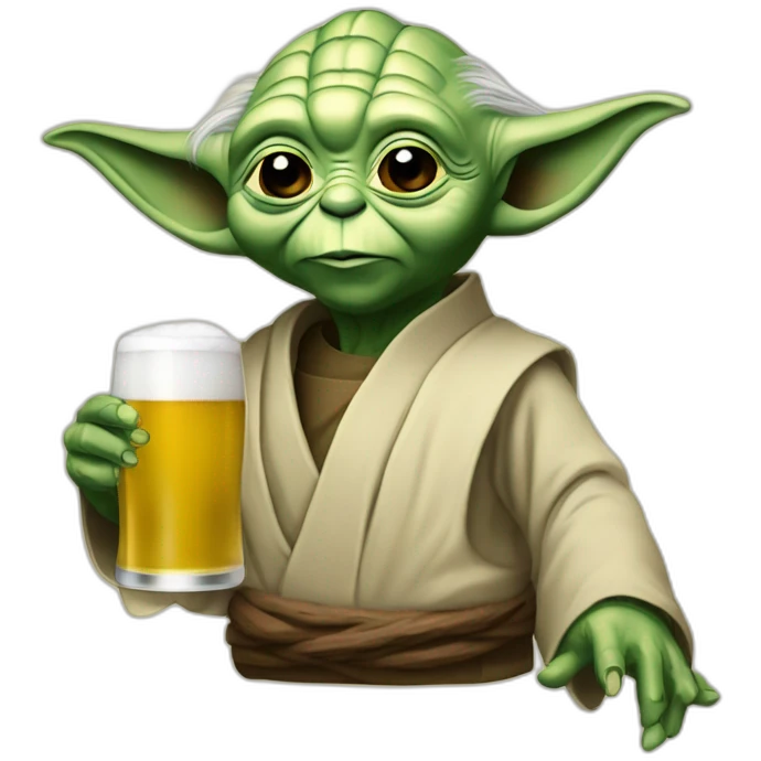 Yoda bois une bière emoji