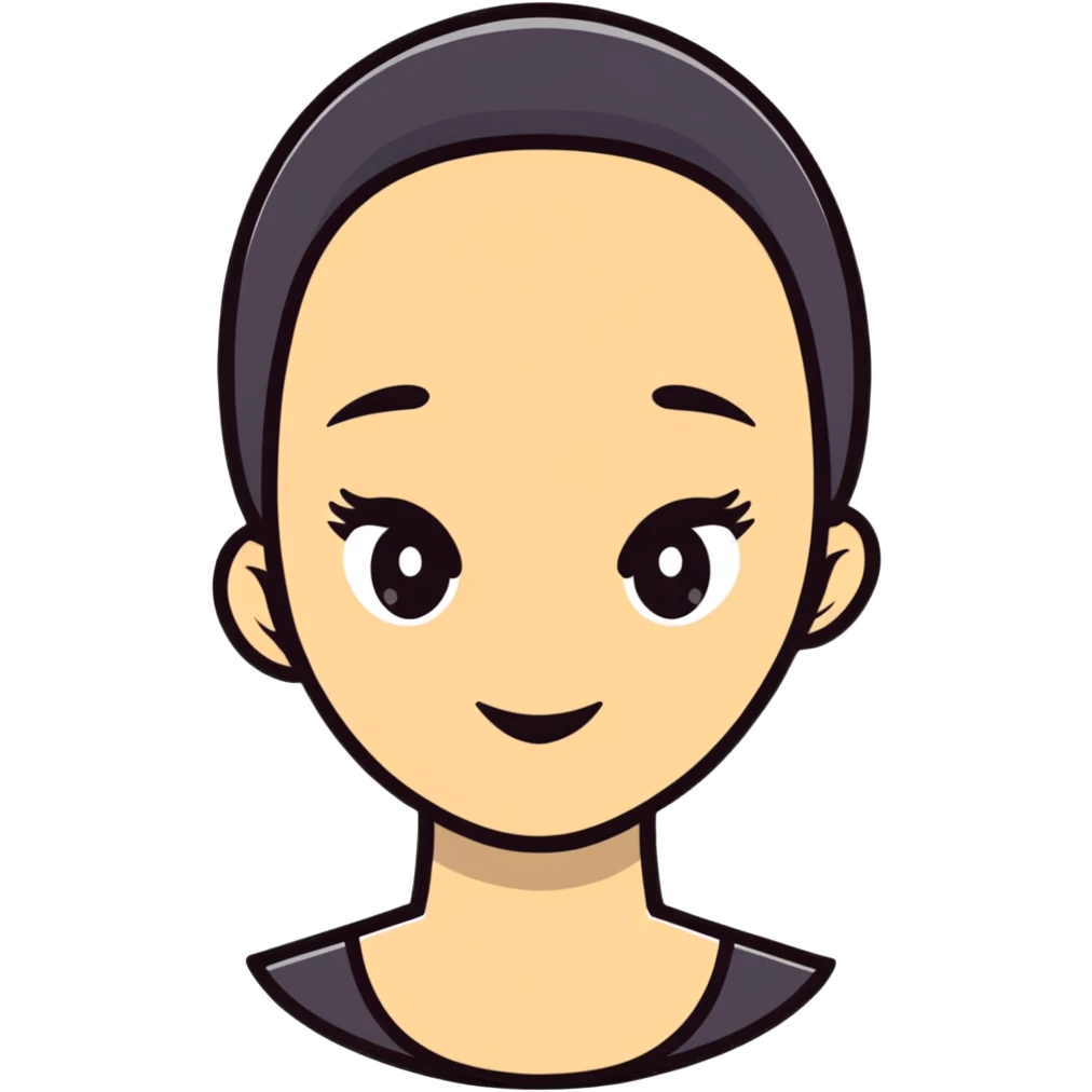 girl character with oval flat top head emoji