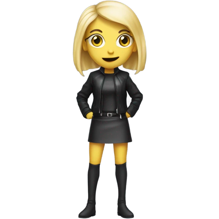 reptilian alien woman, blonde, in blck leather mini skirt, full body emoji