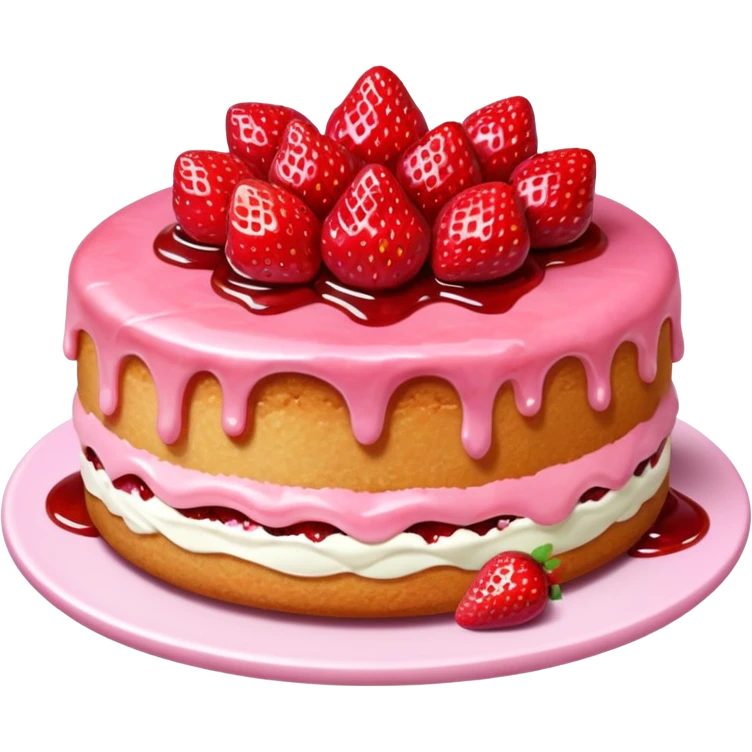 pink runny gooey strawberry jam cake emoji