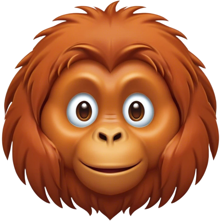 Cinematic Cute Orangutan Portrait Emoji, Head tilted playfully and inquisitively, with a gentle, expressive face accented by soft, flowing fur and round, sparkling eyes brimming with warmth, Simplified yet irresistibly adorable features, highly detailed, glowing with a warm, friendly glow, high shine, affectionate and lively, stylized with a touch of jungle whimsy, bright and endearing, soft glowing outline, capturing the essence of a mischievous yet loving orangutan that seems as if it could swing out of the screen into your arms! emoji