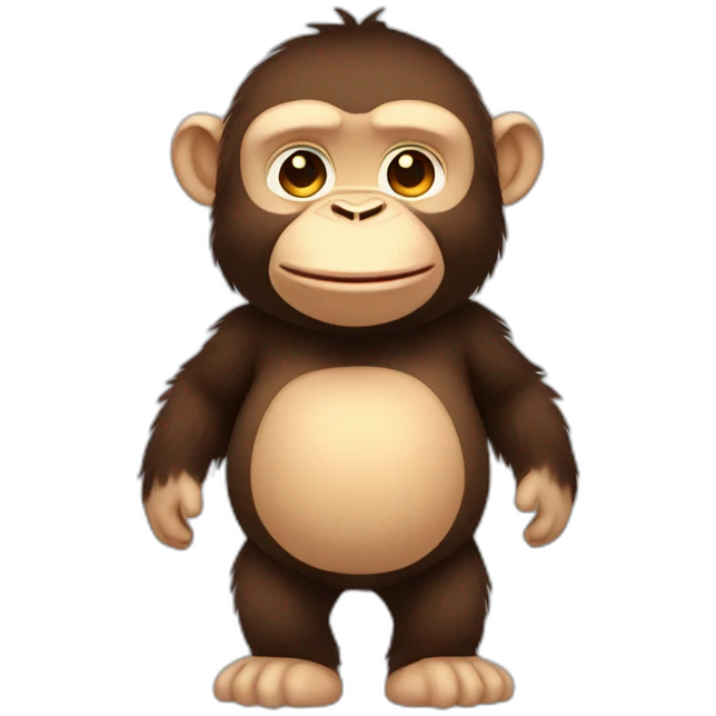 Cute plush fat chimp full body emoji