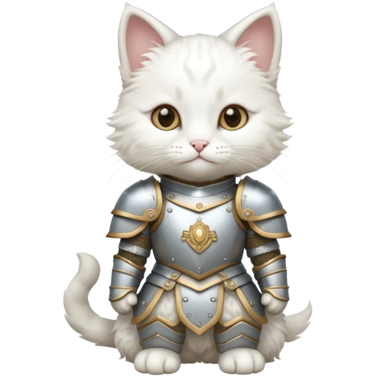 baby white cat in armor, full body emoji