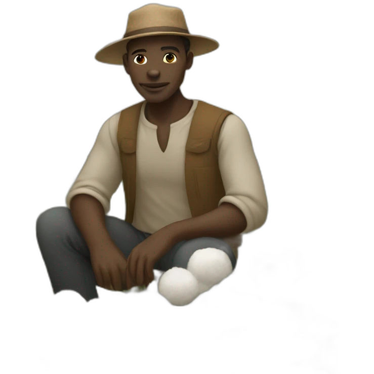 black tribe man working in the cotton field emoji