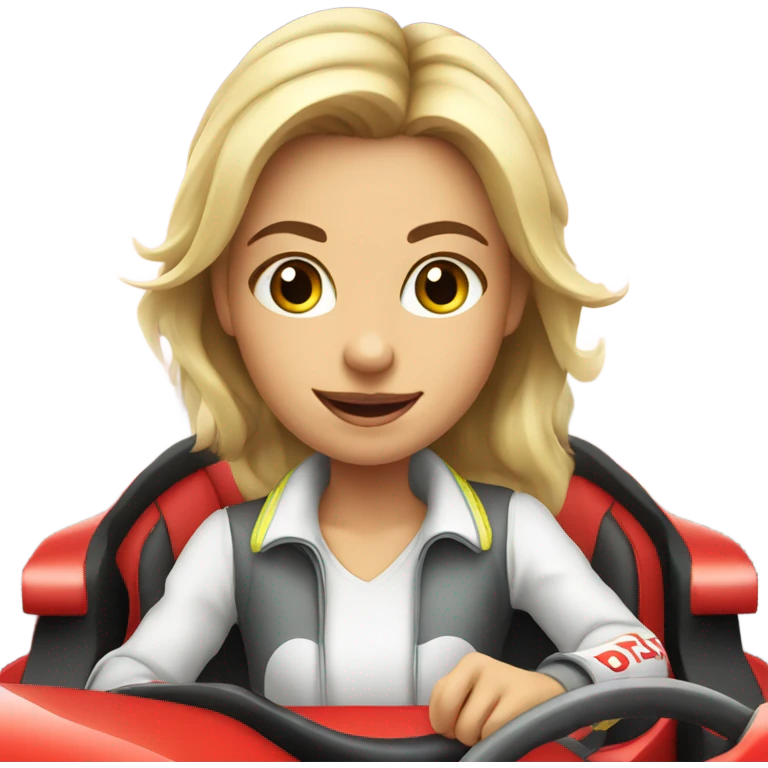Girl driving a race car emoji