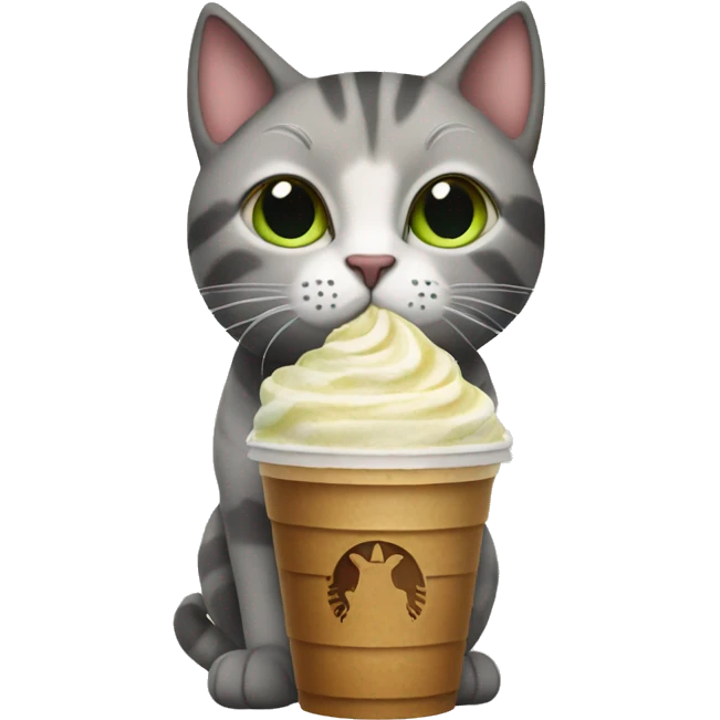 Cat drinking Starbucks frappe  emoji