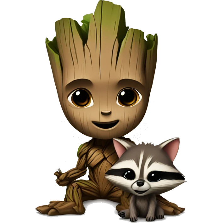 baby groot and rocket racoon emoji