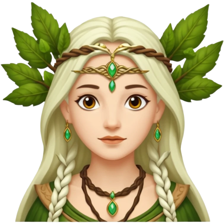 Leaf-necklace druid queen emoji