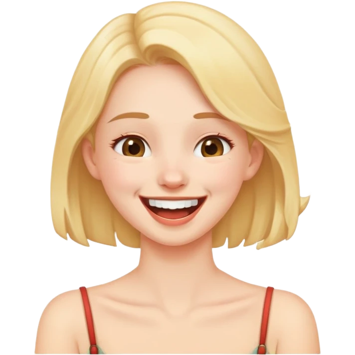 Girl holding her neck in the front laughing emoji