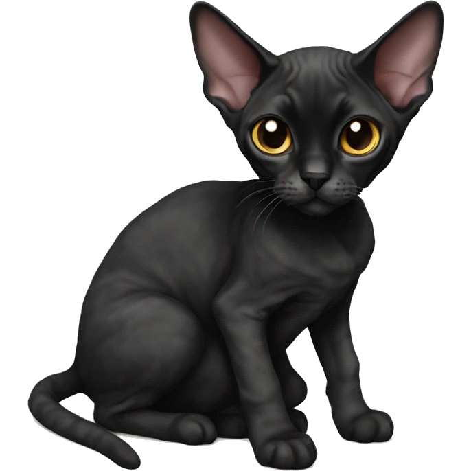 Black Devon Rex laying  emoji