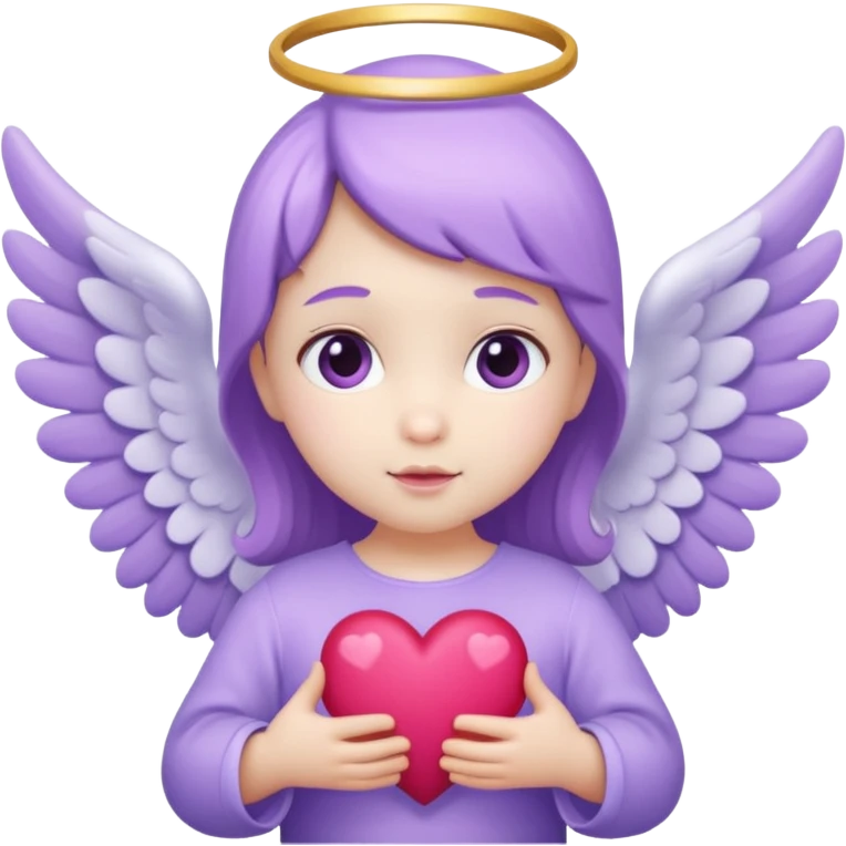 love cupid purple cute no human, an angel with heart, a withe angel like a baby emoji