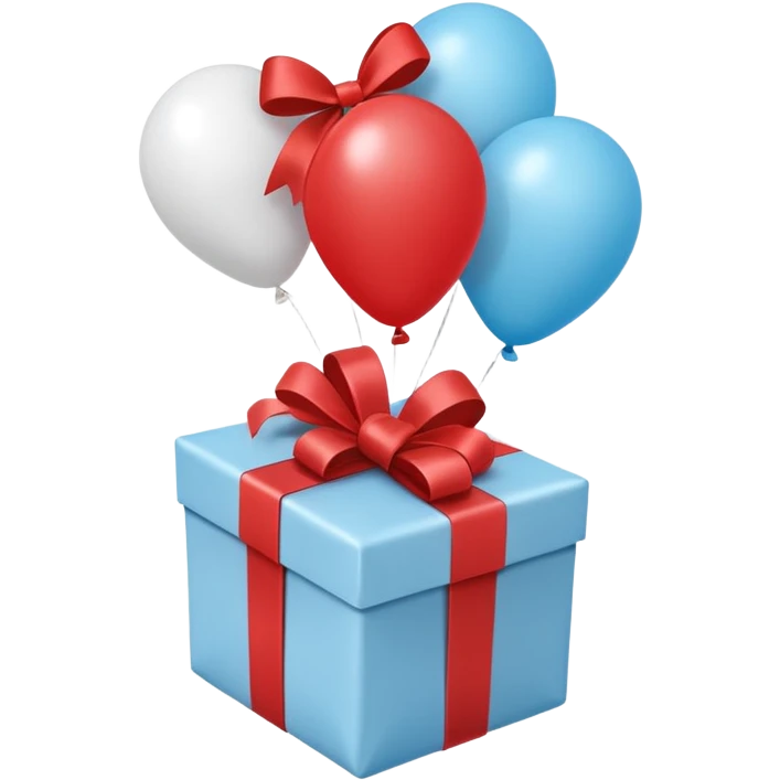 Please make light blue and white balloons too, make several and tie them to a gift emoji