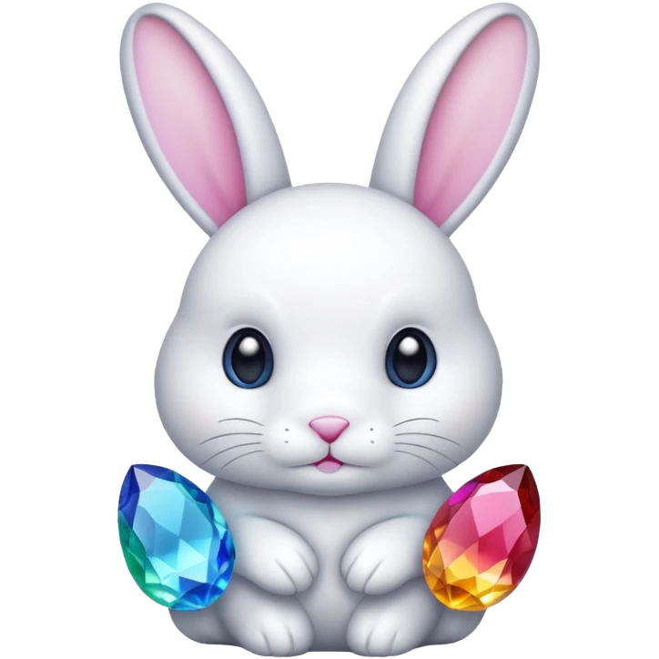 White Bunny with colours cristal emoji