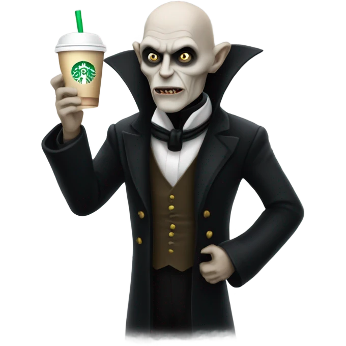 Count Orlok holding a cup from Starbucks emoji