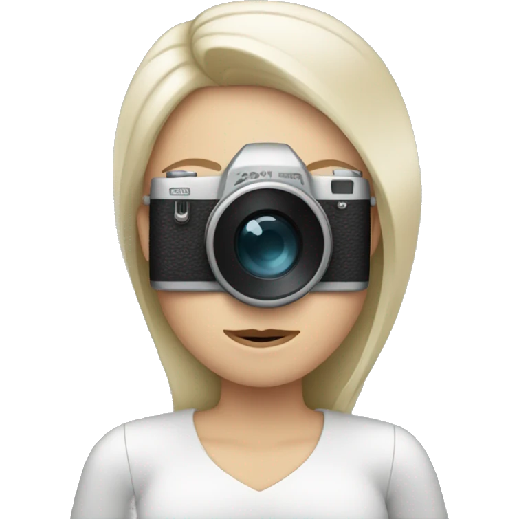white skinned woman holding a camera emoji