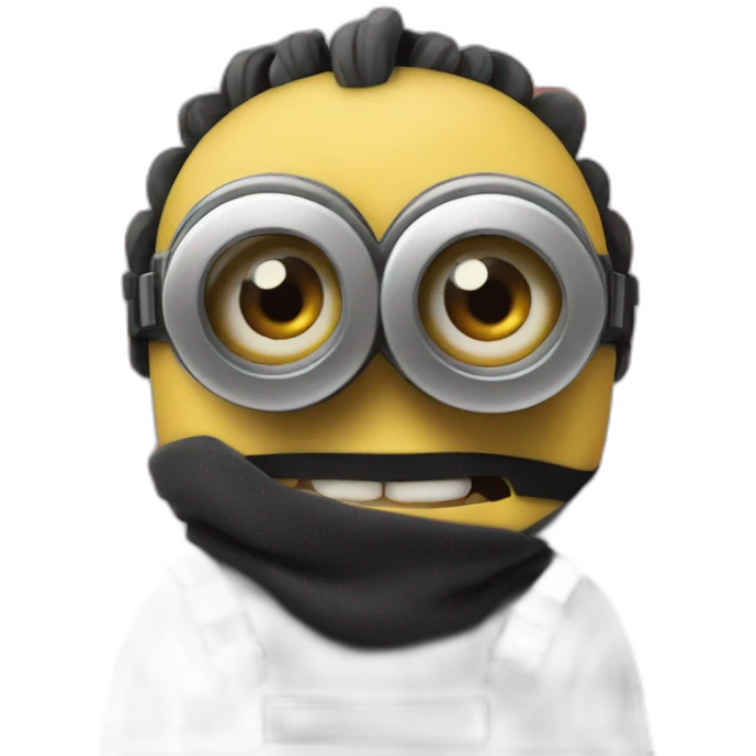 Minion with black cloth with three red stripes on his face emoji