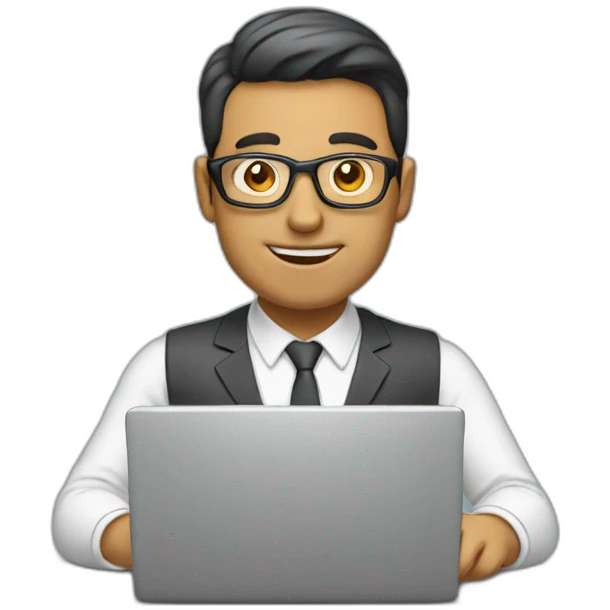 Smart man using laptop emoji