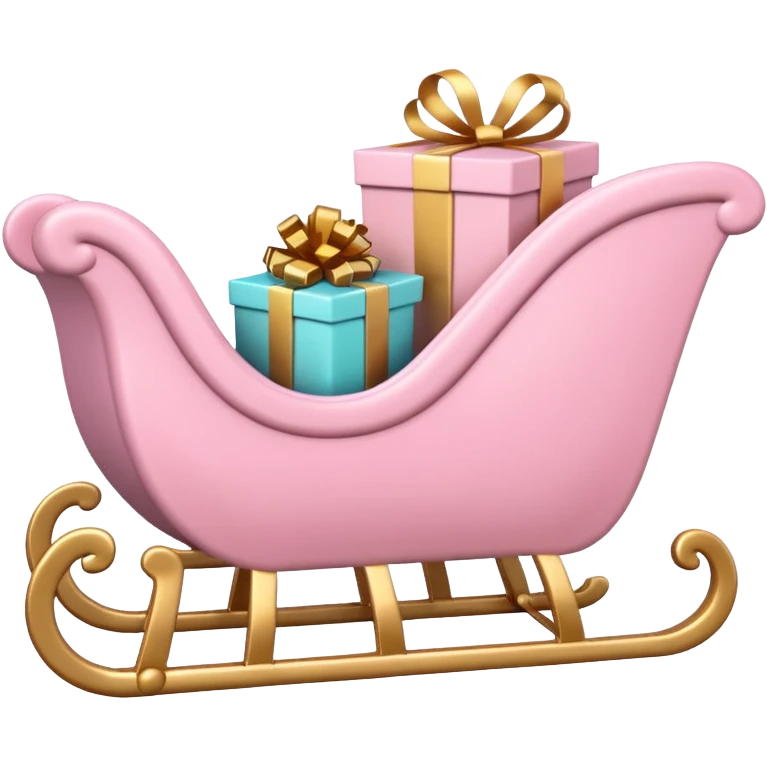 light pink Christmas sleigh with gift box accents, dreamy emoji style emoji