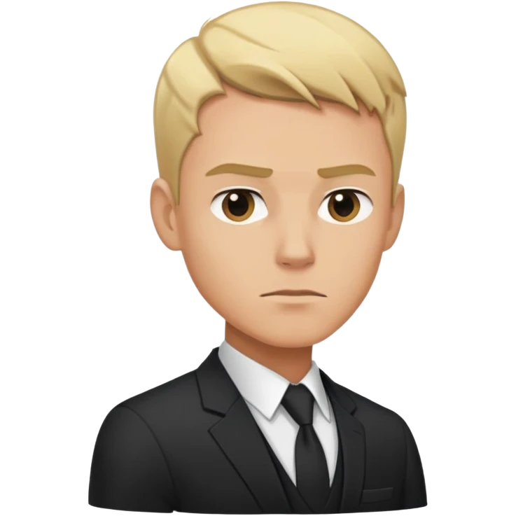 Man with stern expression, short blonde hair, strong jawline, wearing a suit emoji