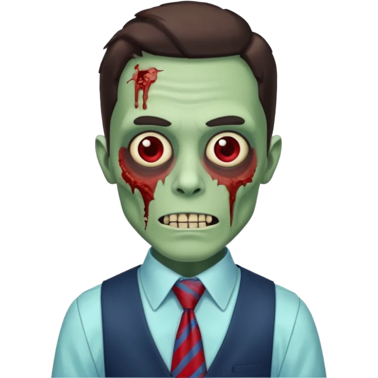 zombie zombie waiter with red blue tie emoji
