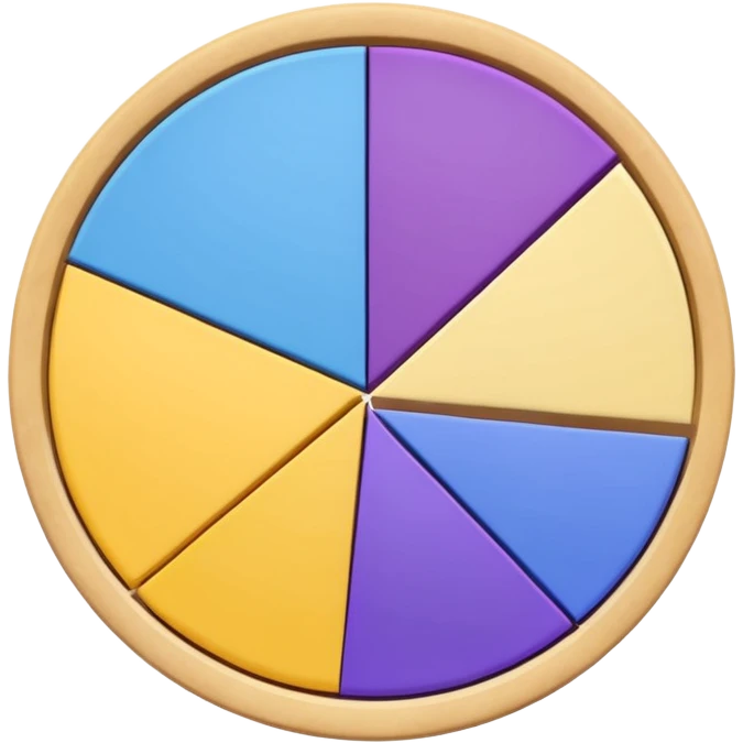 A pie chart with purple, yellow and blue colors only emoji