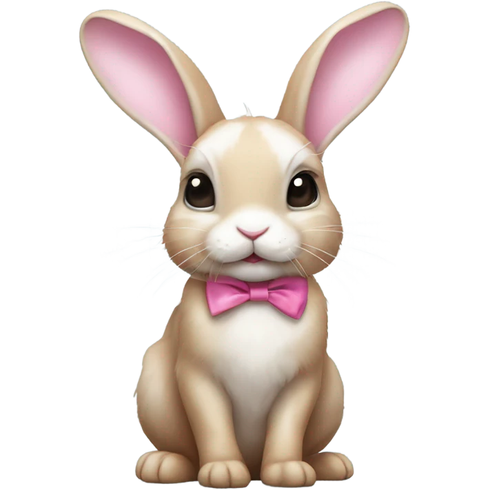 Hyper Realistic Cute Rabbit wearing a pink bow emoji