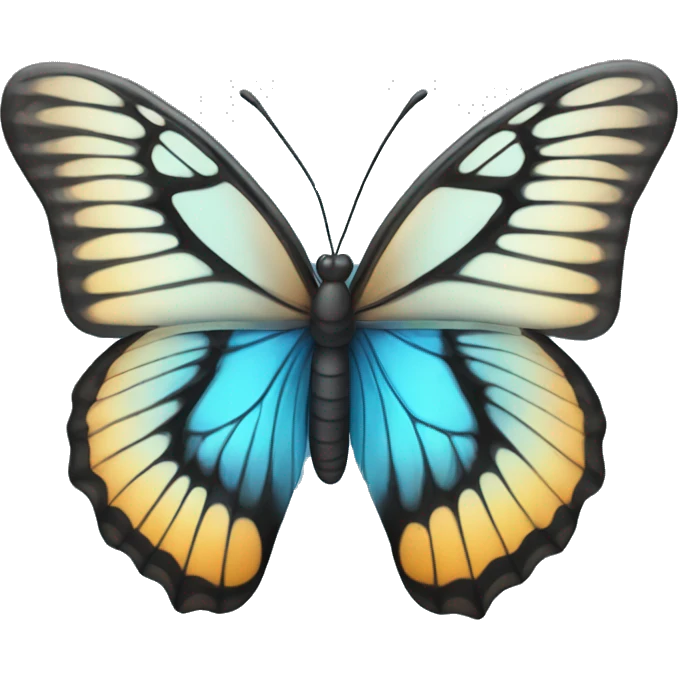 A Butterfly wing with colour the left is black and the right is blue emoji