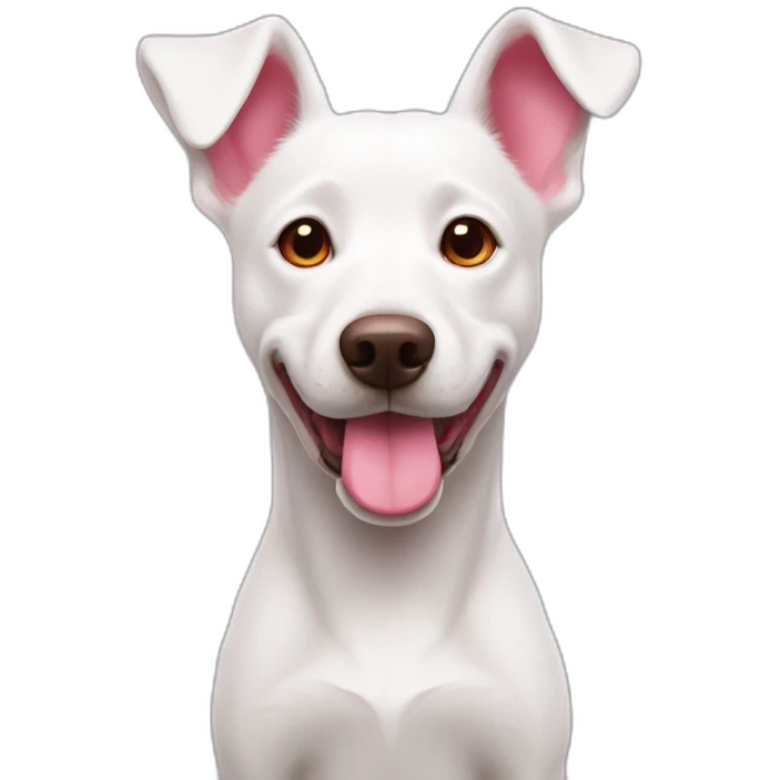 white dog with red heart nose and pink ears emoji