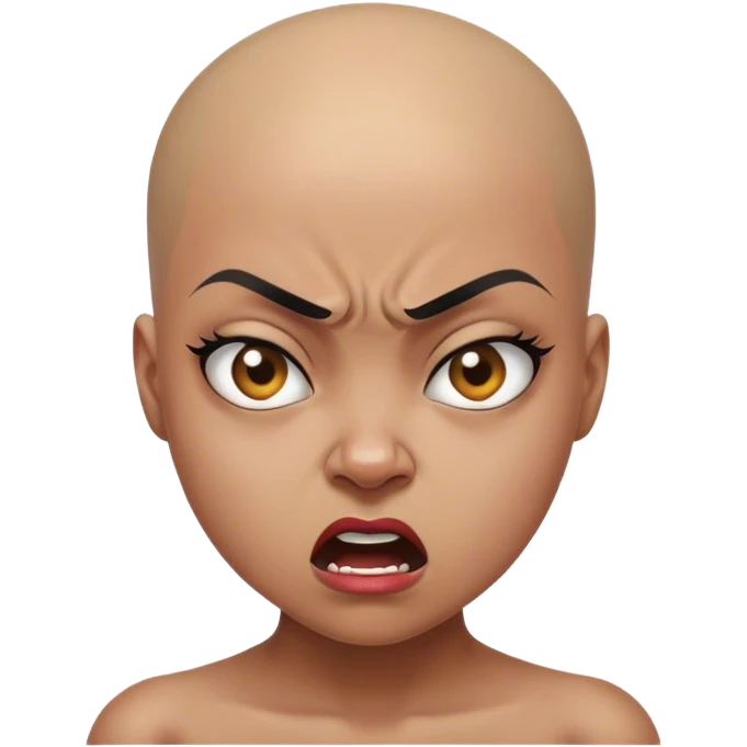 bald headed girl angry emoji