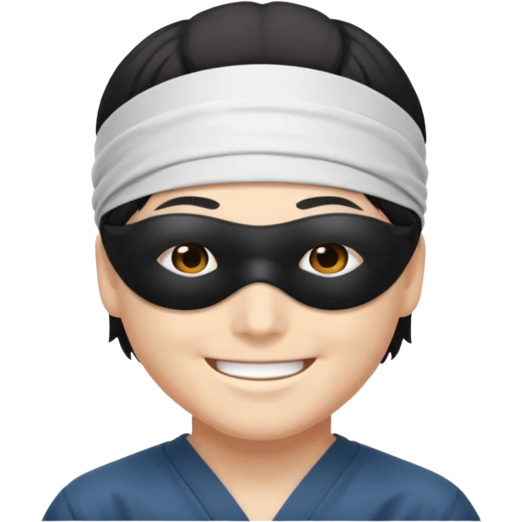 Gözleri bağlı sırıtan bir gojo satoru emoji