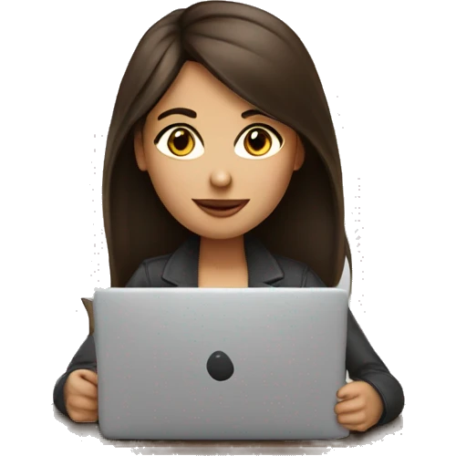 Brunette girl+laptop+coffee emoji