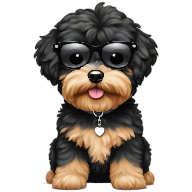 Black and tan maltipoo with sunglasses  emoji