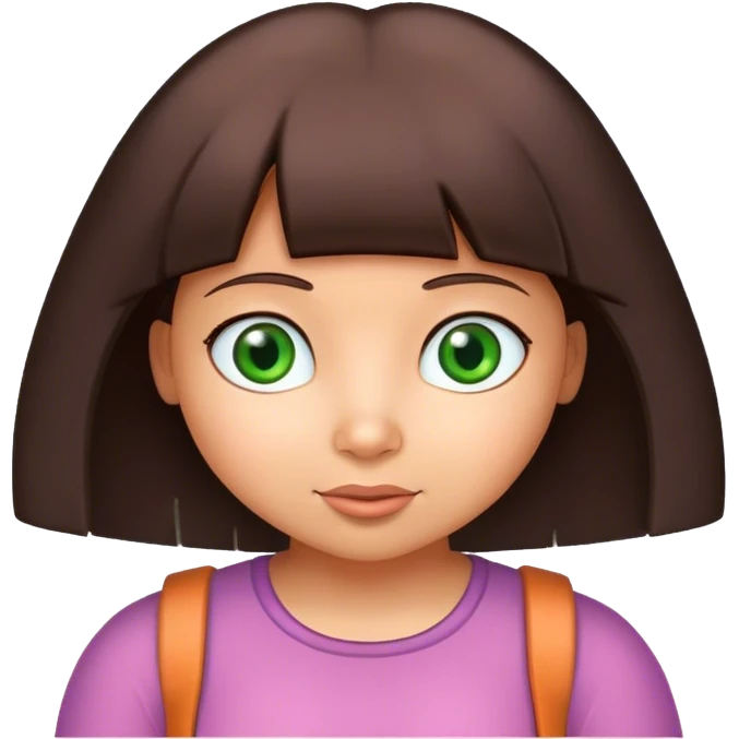 Dora l'exploratrice with fair skin green eyes emoji